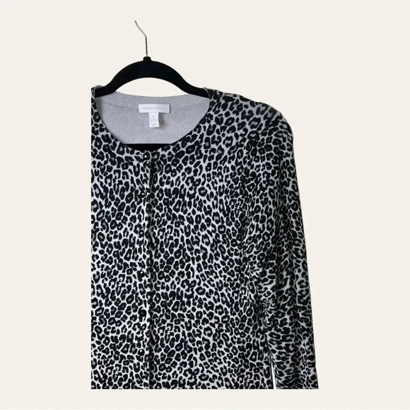 0404. CHARTER CLUB FULL BUTTON UP LONG SLEEVE CARDIGAN SIZE MEDIUM LEOPARD PRINT - Picture 3 of 12